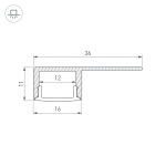 Профиль ARH-DECORE-S12-LINE-EDGE-2000 ANOD (Arlight, Алюминий)