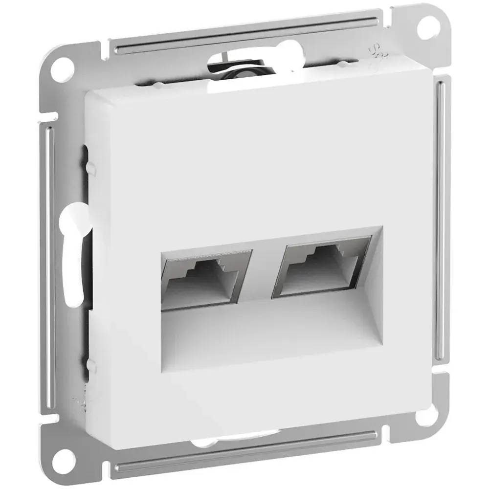 ATLASDESIGN РОЗЕТКА двойная компьютерная RJ45+RJ45 кат. 6А, механизм, БЕЛЫЙ
