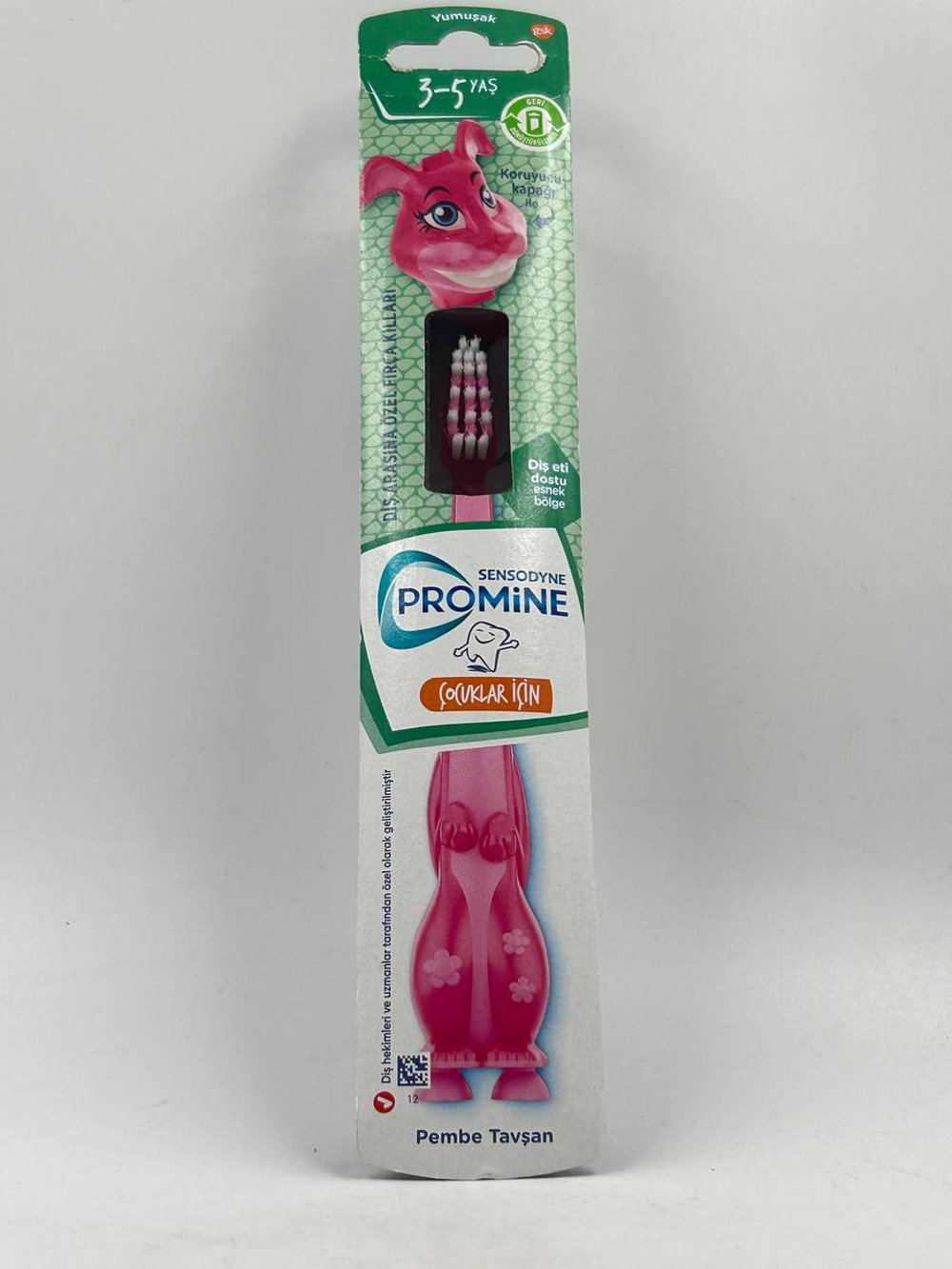 Sensodyne детская зубная щетка Promine от 3 до 5 лет, мягкая, розовый кролик
