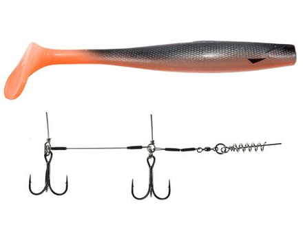 Набор Виброхвост + стингер LJ 3D Series Kubira Swim Shad 9" (22,8 см), цвет PG40, 1 шт.