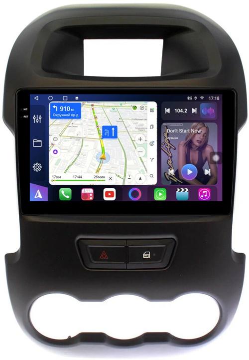 Магнитола для Ford Ranger 3 2011-2015 (рамка тип 2) - FarCar S500-TS10 монитор 9.5" QLED на Android 14, Быстрая, CarPlay, 4G SIM-слот