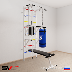 Шведская стенка Sv Sport 5961 (Турник стандарт/Брусья/Стойка/Скамья/Канат/Трапеция/Цепь/Мешок 15кг)