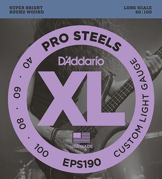 Струны для бас-гитары, Custom Light, 40-100, D'Addario EPS190 ProSteels