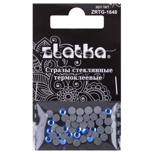 Стразы клеевые стекло 3.9 мм, 5х48 шт, SS16 №05 синий (Sapphire), Zlatka ZRTG-1648
