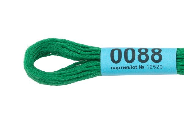 Мулине Gamma 100% хлопок, цв.0088 зеленый, 24 мотка по 8 метров