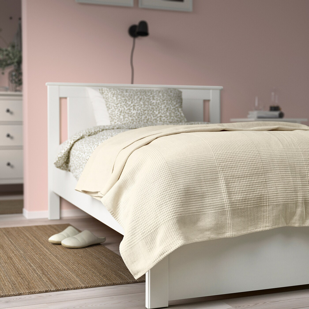 IKEA INDIRA (ИКЕА ИНДИРА) — Покрывало, натуральный/отбеленный хлопок, 150x250 см, фото 3