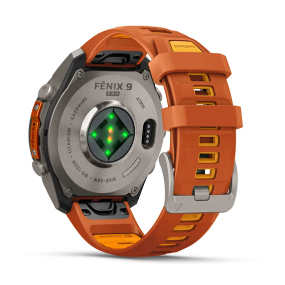 Умные часы Garmin Fenix 9 PRO INREACH, 47 мм, AMOLED, Sapphire Titanium with Autumn Orange/Spark Orange Silicone Band