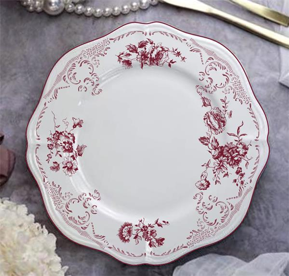 Тарелка мелкая d 21 см h 2 см, фарфор, Red Rose