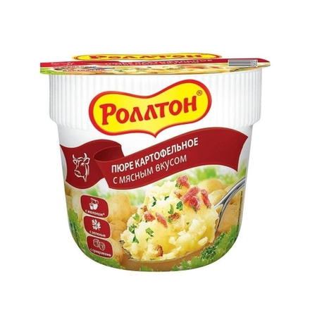 РОЛЛТОН Пюре картоф. - 40г с мясным вкусом,стакан 1/24