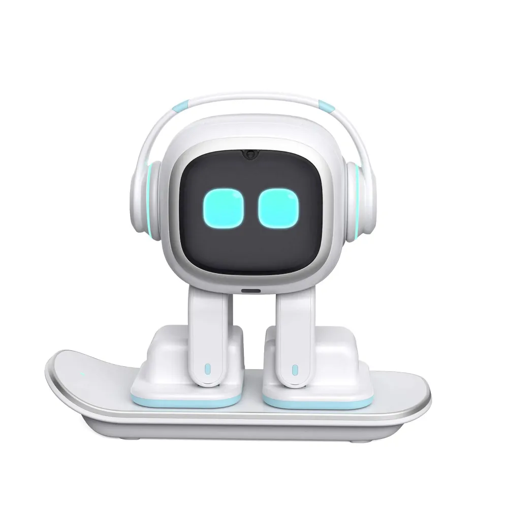 Робот EMO AI Desktop Pet на скейтборде (белый)