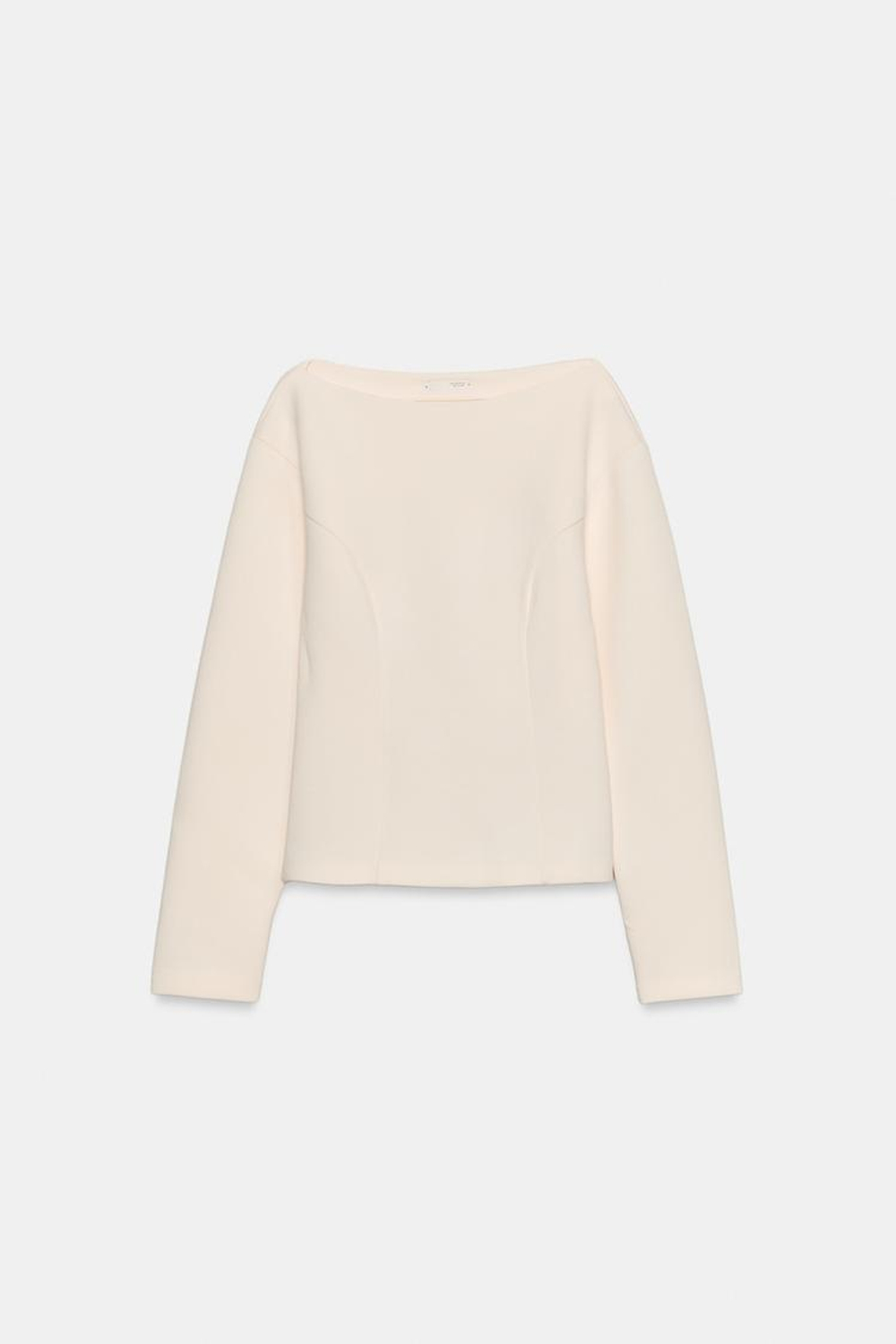 ZARA ТЕХНИЧЕСКАЯ ТОЛСТОВКА С ОБЪЕМНЫМИ РУКАВАМИ, ЖЕЛТОВАТО-БЕЛЫЙ