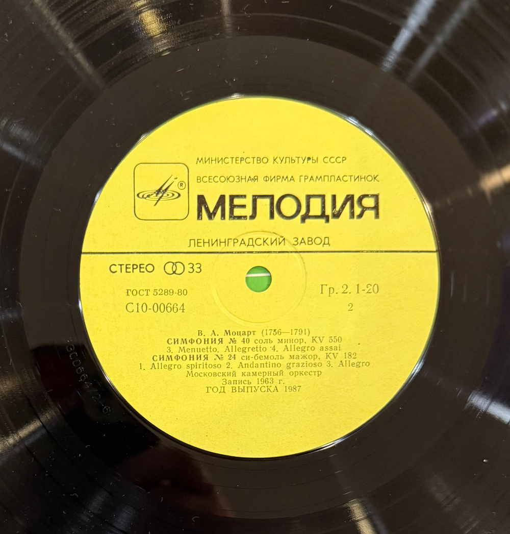 Виниловая пластинка Моцарт –Симфония № 40 · Симфония № 24 (Мелодия) LP