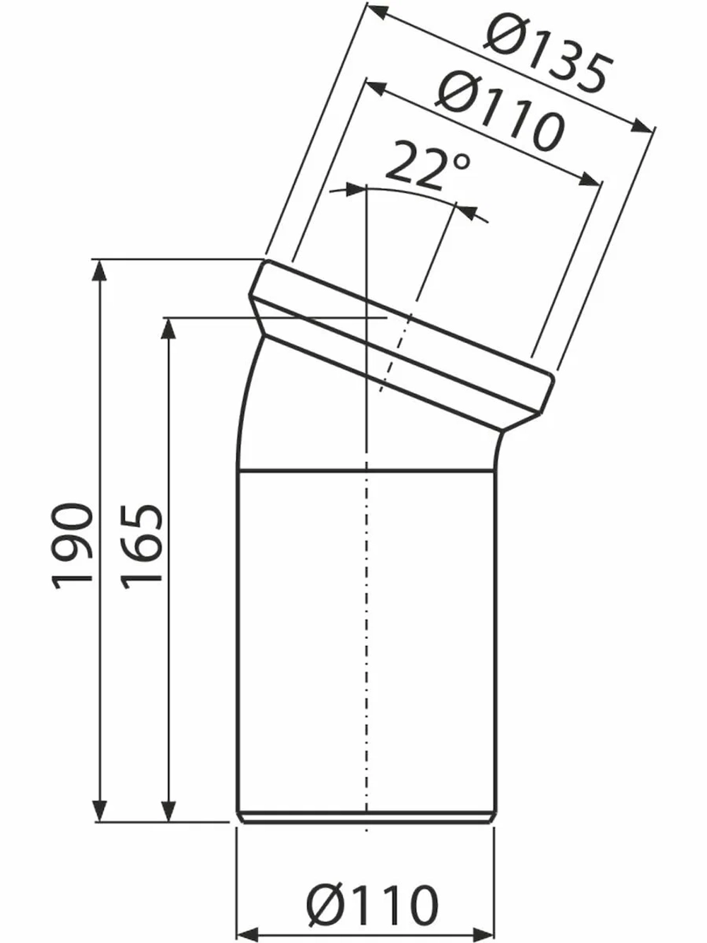 Alcaplast A90-22 Колено для унитаза 22*