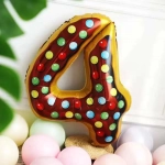 Шар фольгированный 32'/81см Цифра 4"Сладкий пончик»