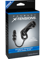Стимулирующая насадка на пенис с анальным стимулятором Extreme Enhancer with Anal Plug (Цвет: черный)