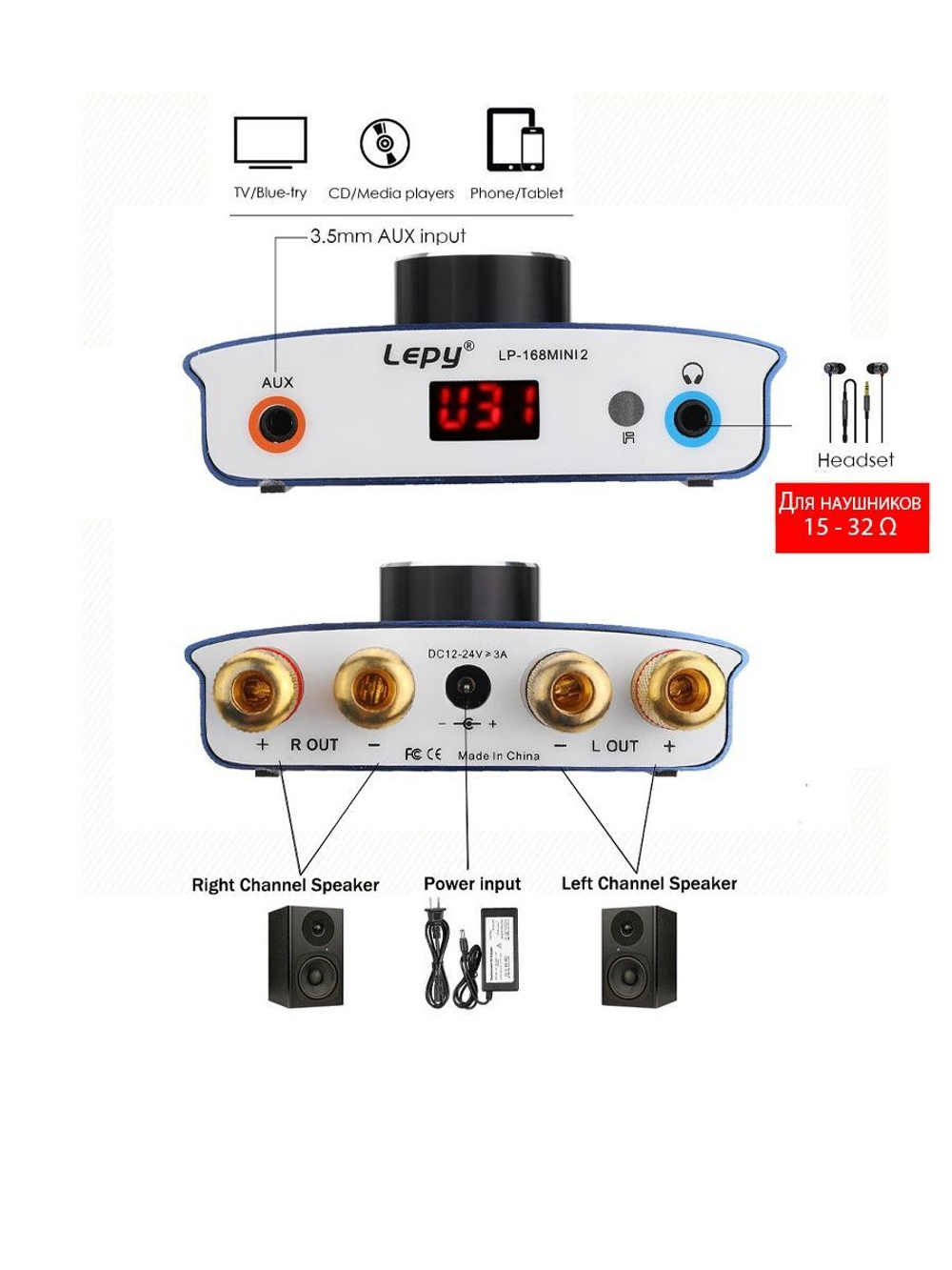 Bluetooth усилитель LEPY LP-168Mini2 серый