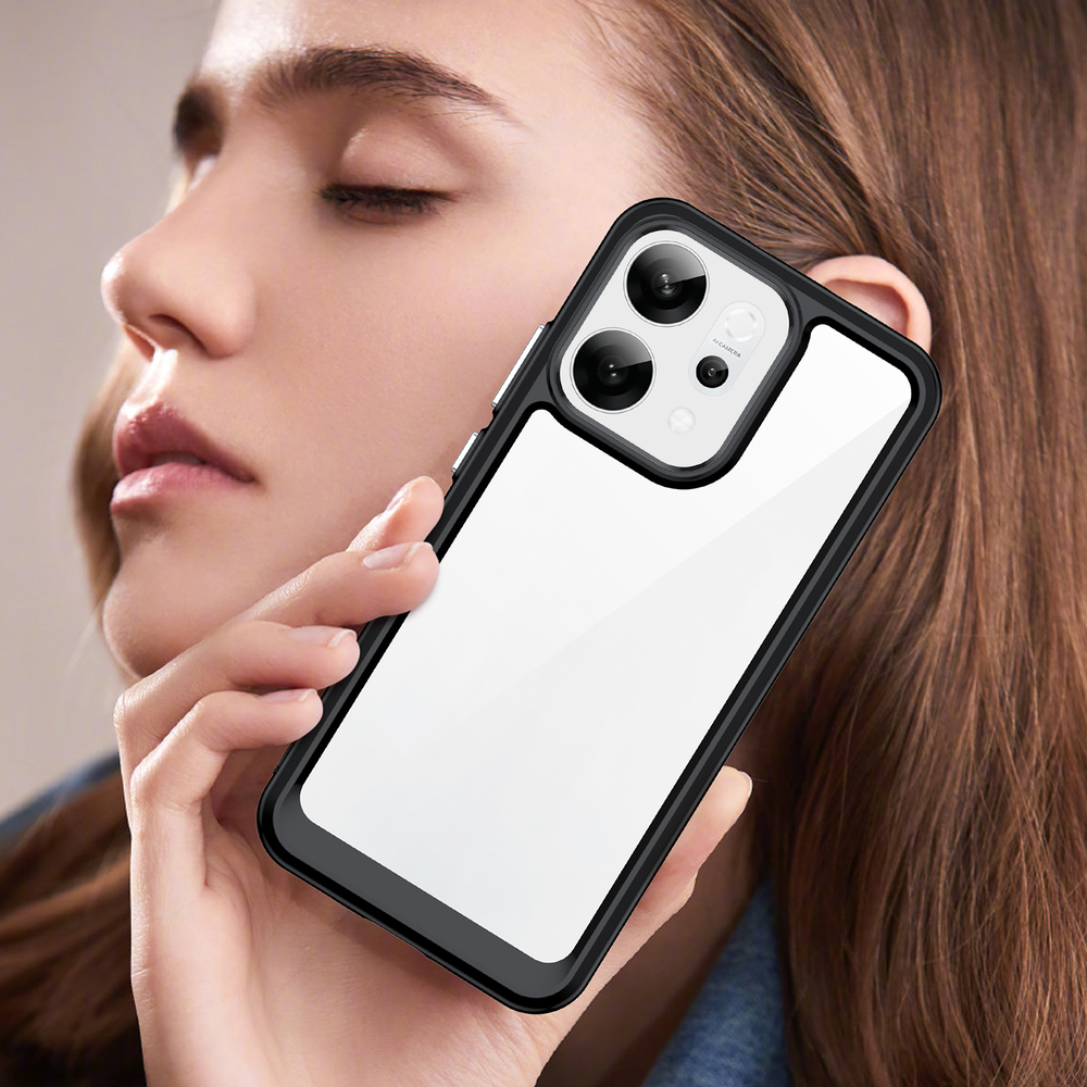 Противоударный чехол для OPPO Reno 14 Глобал и Reno 14F, усиленные прозрачные защитные рамки черного цвета