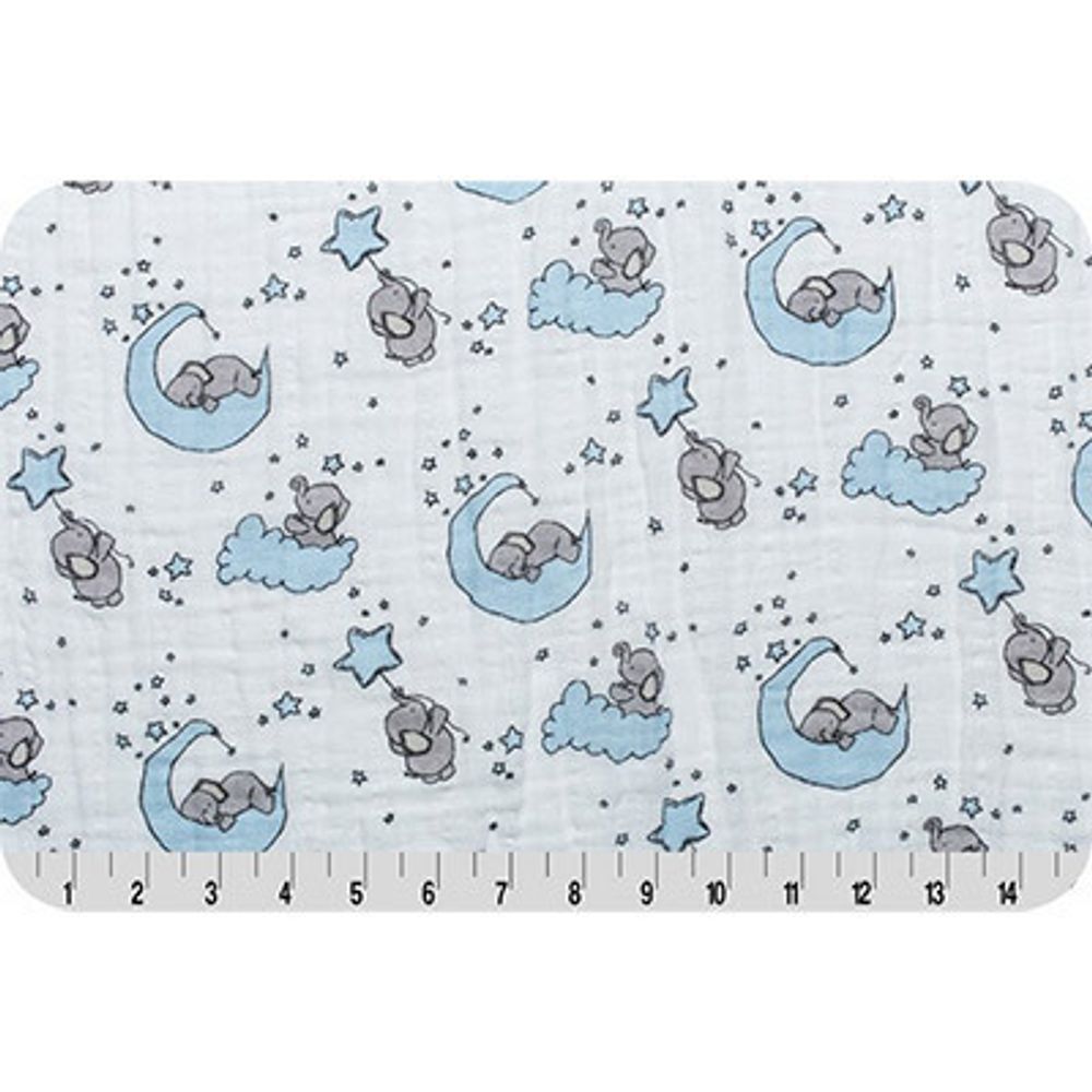 Ткань для пэчворка Peppy Embrace (марлевка), отрез 100х125 см, 120 г/м², emlittleone baby blue, Shannon Fabrics Ткань для пэчворка Peppy Embrace (марлевка), отрез 100х125 см, 120 г/м², emlittleone baby blue, Shannon Fabrics