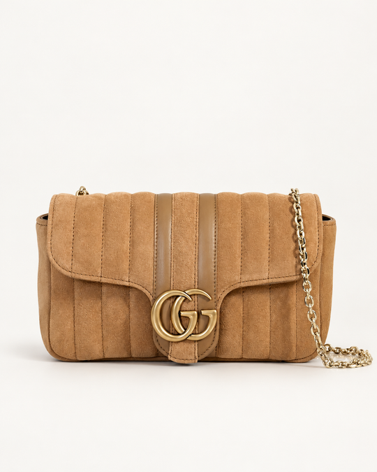 Женская сумка Gucci GG Marmont — песочная, 20,5 см