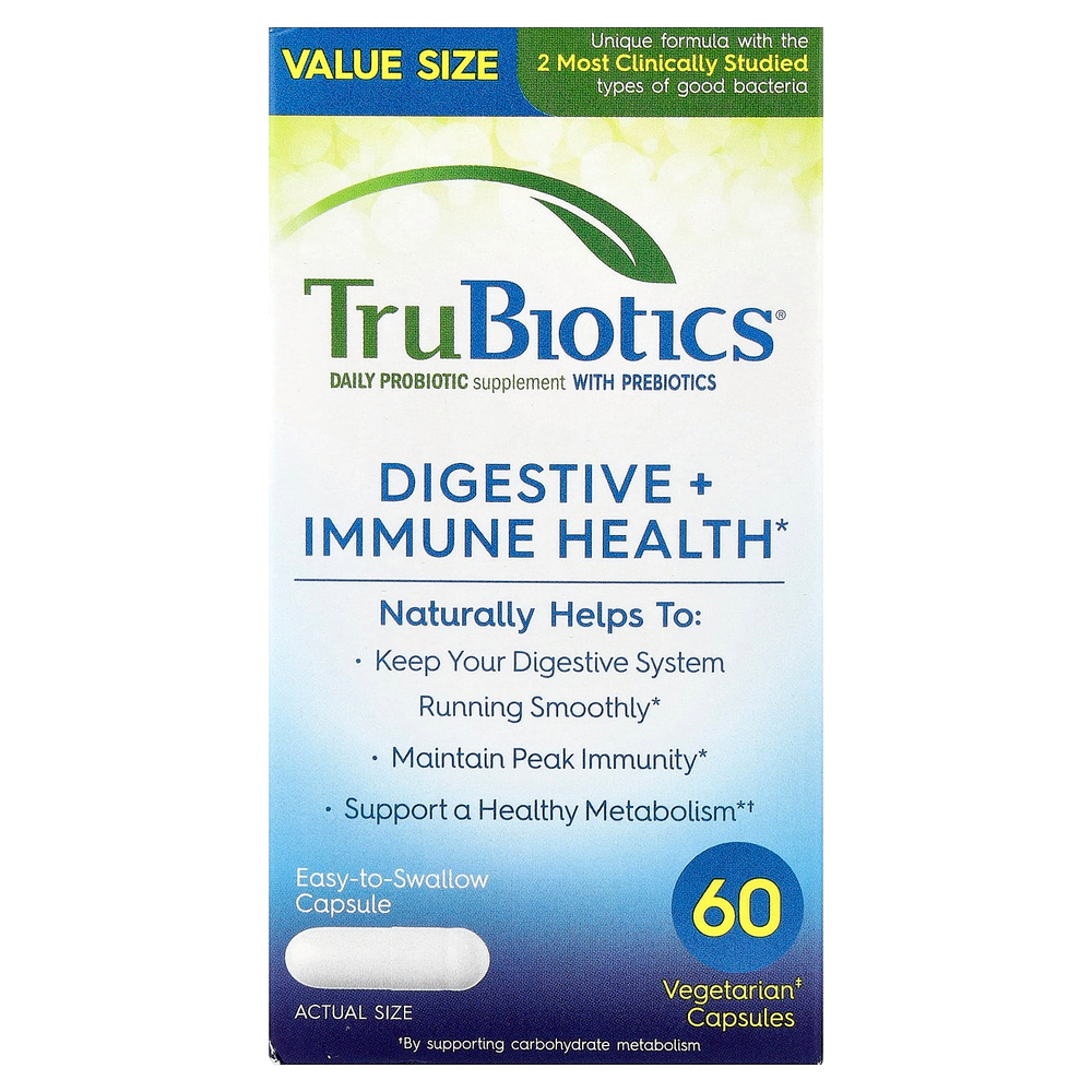 TruBiotics, Здоровье пищеварительной и иммунной систем, 60 вегетарианских капсул