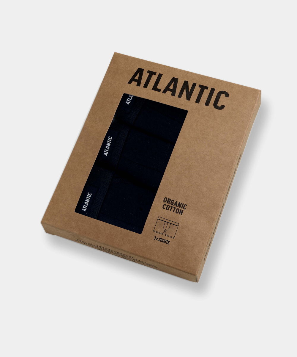 Мужские трусы шорты Atlantic, набор из 3 шт., органический хлопок, черные, 3MH-185