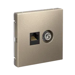 Розетка мультимедийная двойная ТВ + компьютерная RJ45, Cat 5e Systeme Electric ArtGallery Шампань GAL000589
