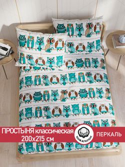 Простынь перкаль Сказка "Совенок" 200x215 см