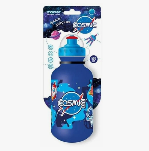 Фляга TRIX Cosmic детская, 500 мл, защитная крышка, LDPE, синяя