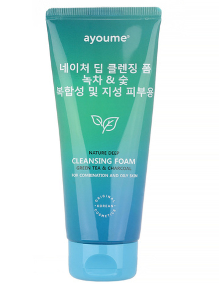 Пенка для лица с экстрактом зеленого чая и углем Nature Deep Cleansing Foam Green Tea, 100 мл