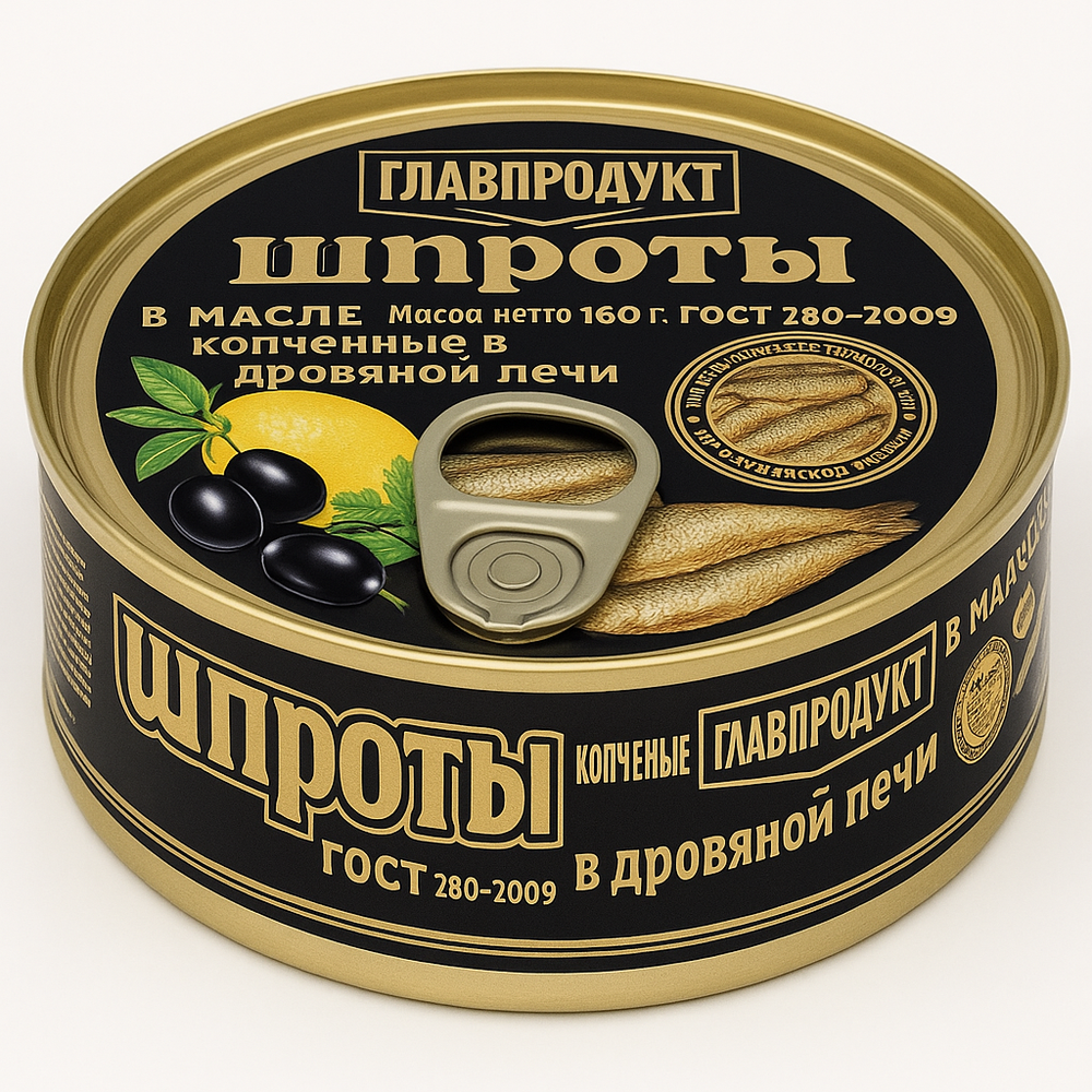 Шпроты в масле Главпродукт ключ 160 гр