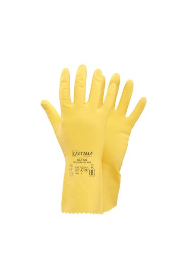 Перчатки хозяйственные латексные с напылением Ultima 'Yellow Helper' ULT120