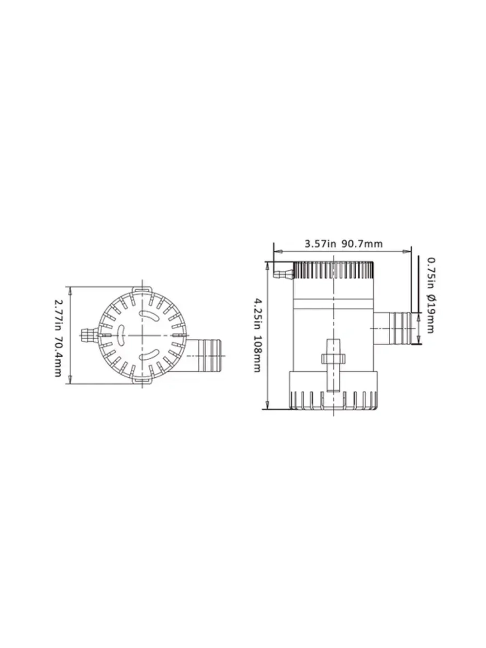 Помпа трюмная 12B 350GPH non-auto