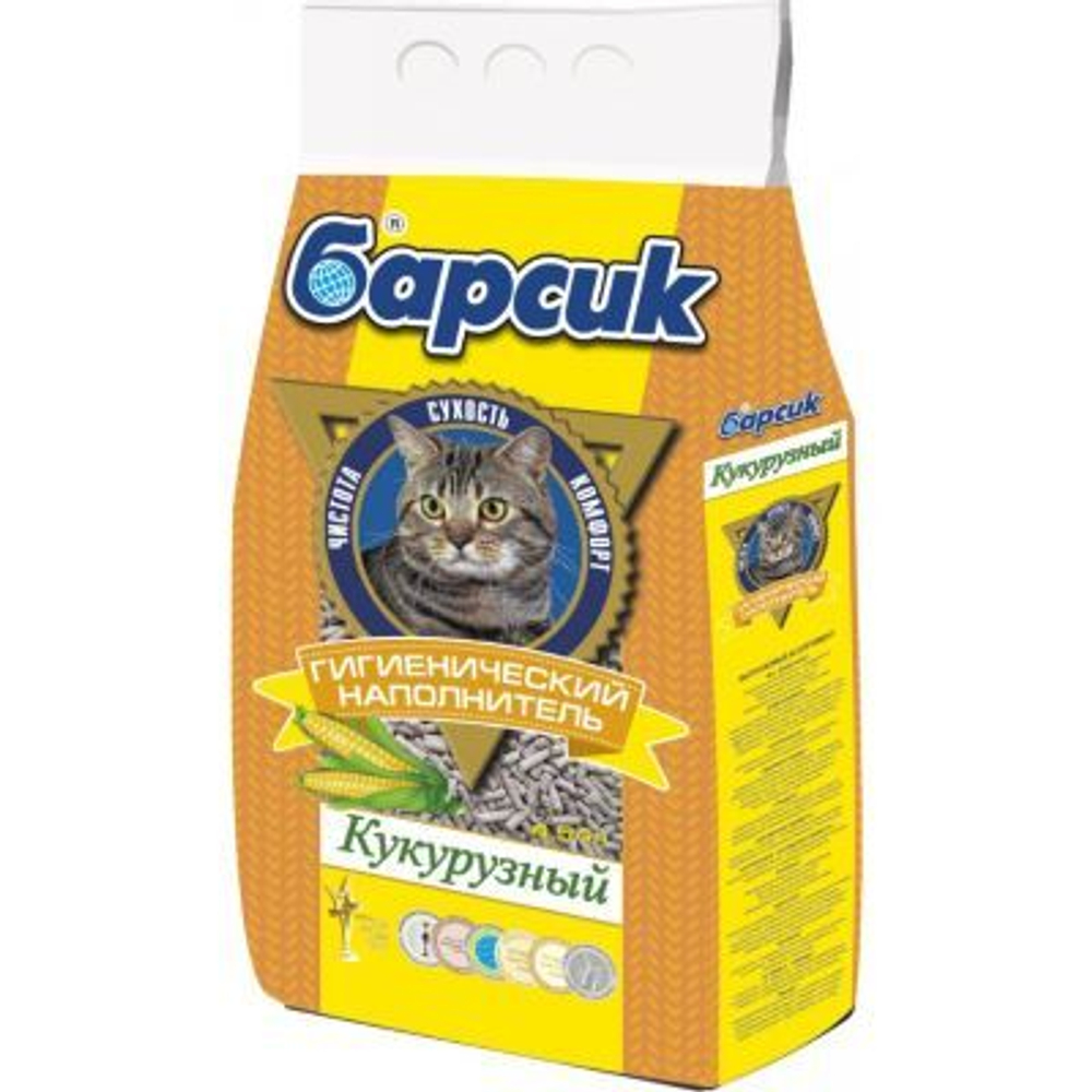 Барсик впитывающий наполнитель Кукурузный 4,54л