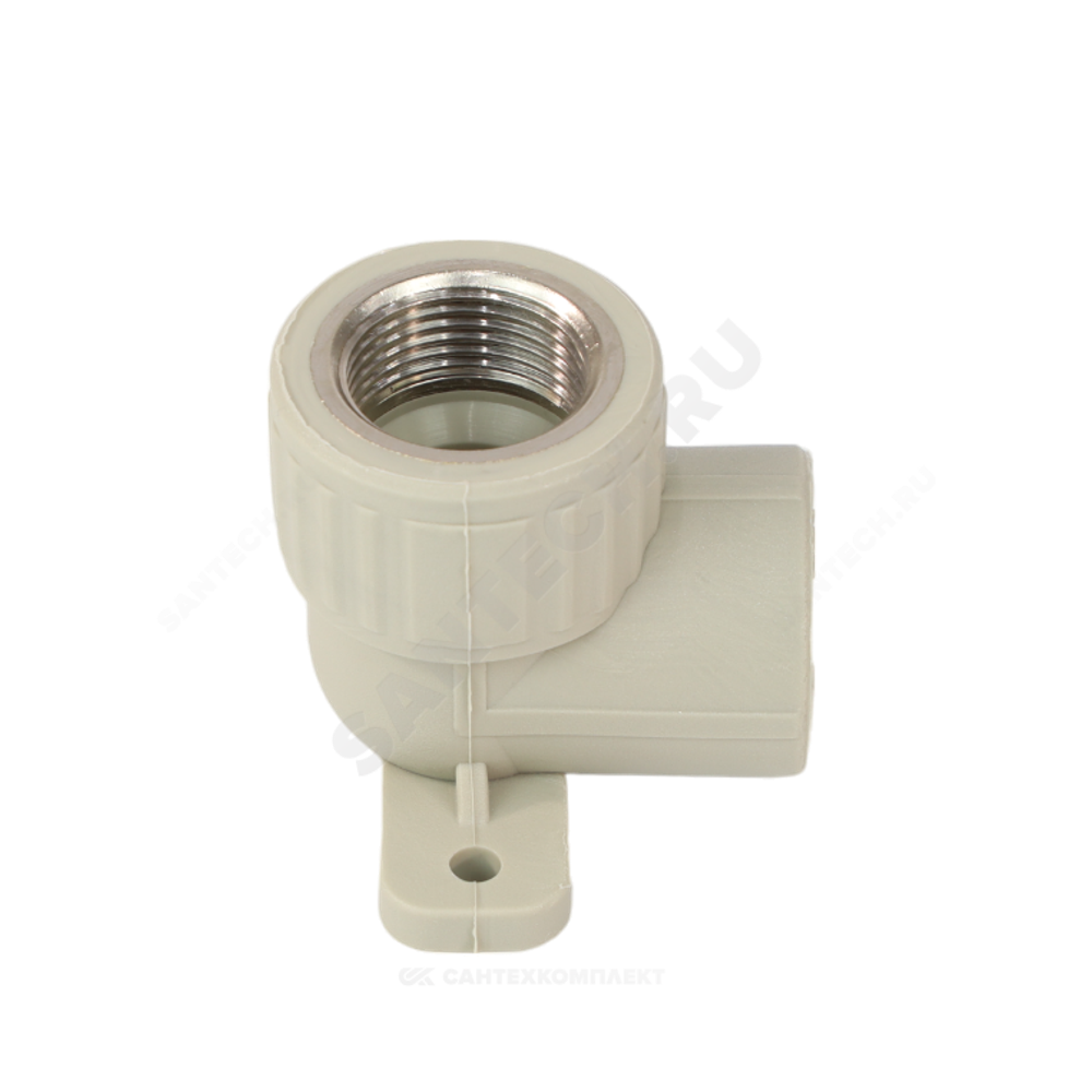 Угольник PP-R комбинированный серый Дн 20х3/4" ВР с креплением VALFEX 10120225Г