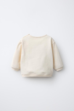ZARA ТОЛСТОВКА С АППЛИКАЦИЕЙ «ВИШНИ», ЭКРЮ