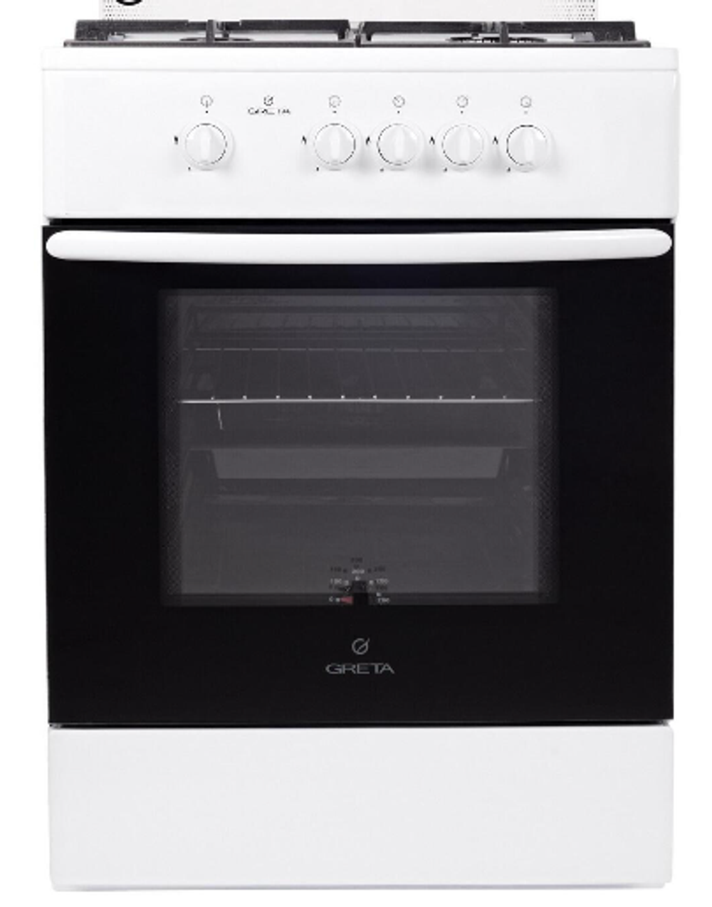 Плита газовая GRETA 600 15 белая ЧР (стеклянная крышка)