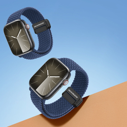Эластичный ремешок синего цвета (Storm Blue) от Dux Ducis для смарт часов Apple Watch размером 38, 40, 41 и 42MM, серия Strap (Mixture Pro Series)