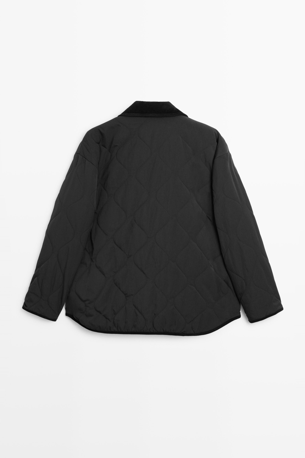 Massimo Dutti Стеганая куртка с волнистой строчкой, черный