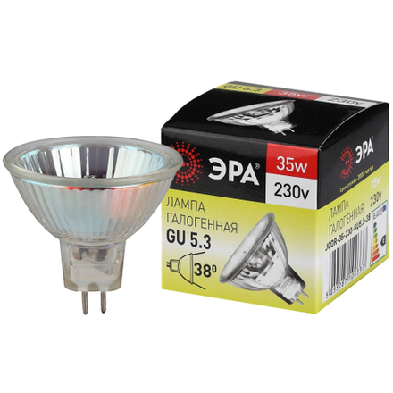 Лампа галогенная ЭРА GU5.3-JCDR(MR16)-35W-230V-CL 35Вт софит теплый белый свет GU5.3