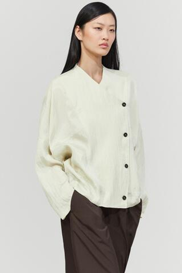 Massimo Dutti Струящаяся рубашка на запах с пуговицами, пастельно-зеленый