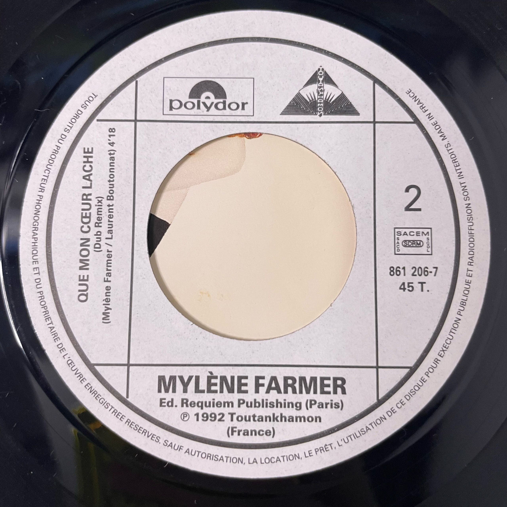 Винтажная виниловая пластинка LP Mylene Farmer Que Mon Coeur Lache (Франция 1992) 7 дюймов