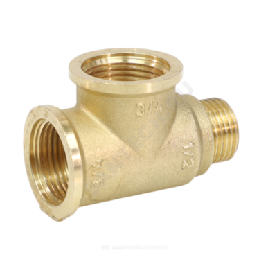 Тройник латунь переходной Ду 20х20х15 (3/4"х3/4"х1/2") ВР/ВР/НР VALFEX VF.134.L.034.034.012