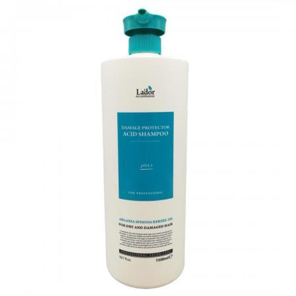 LADOR Бесщелочной шампунь с коллагеном и аргановым маслом DAMAGED PROTECTOR ACID, 1500мл + спонж