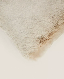 ZARA HOME МЕХОВОЙ ЧЕХОЛ НА ПОДУШКУ, БЕЖЕВЫЙ