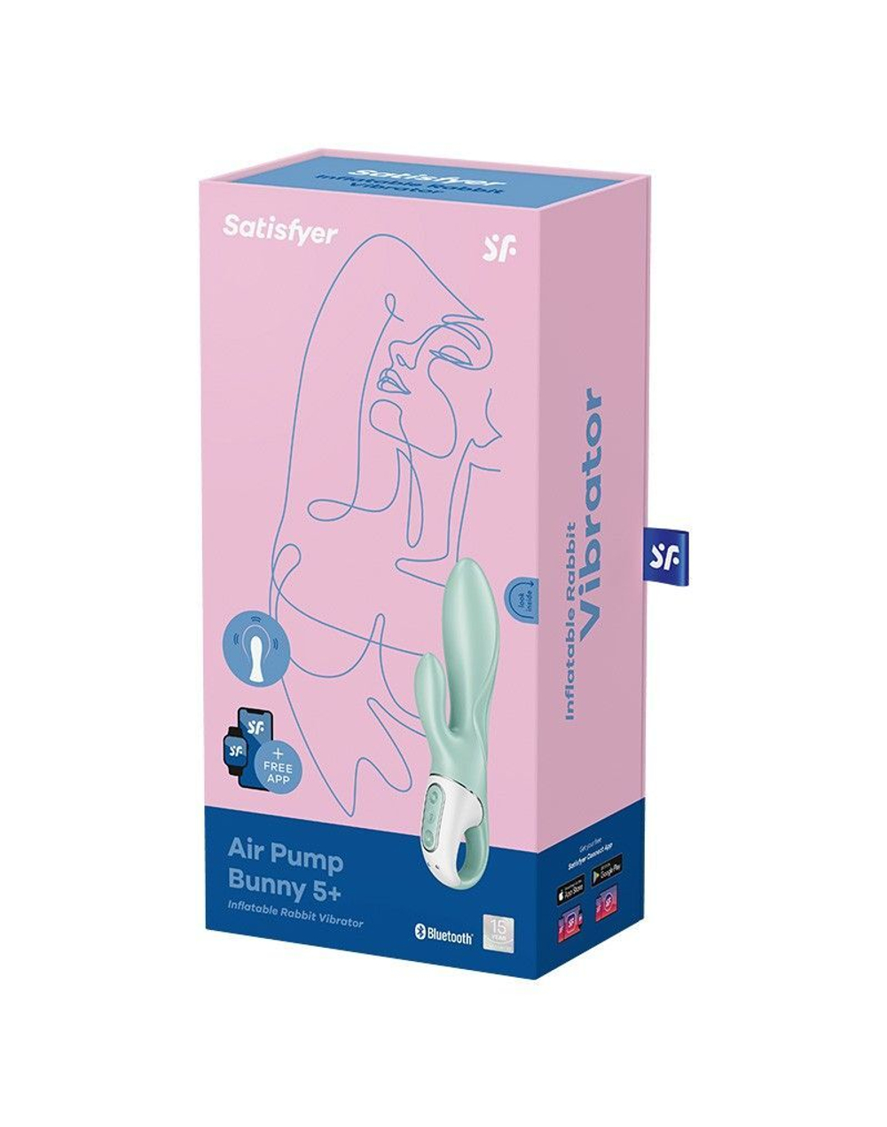 Зеленый вибратор-кролик Satisfyer Air Pump Bunny 5+ с функцией расширения - 20,4 см. (Цвет: зеленый)