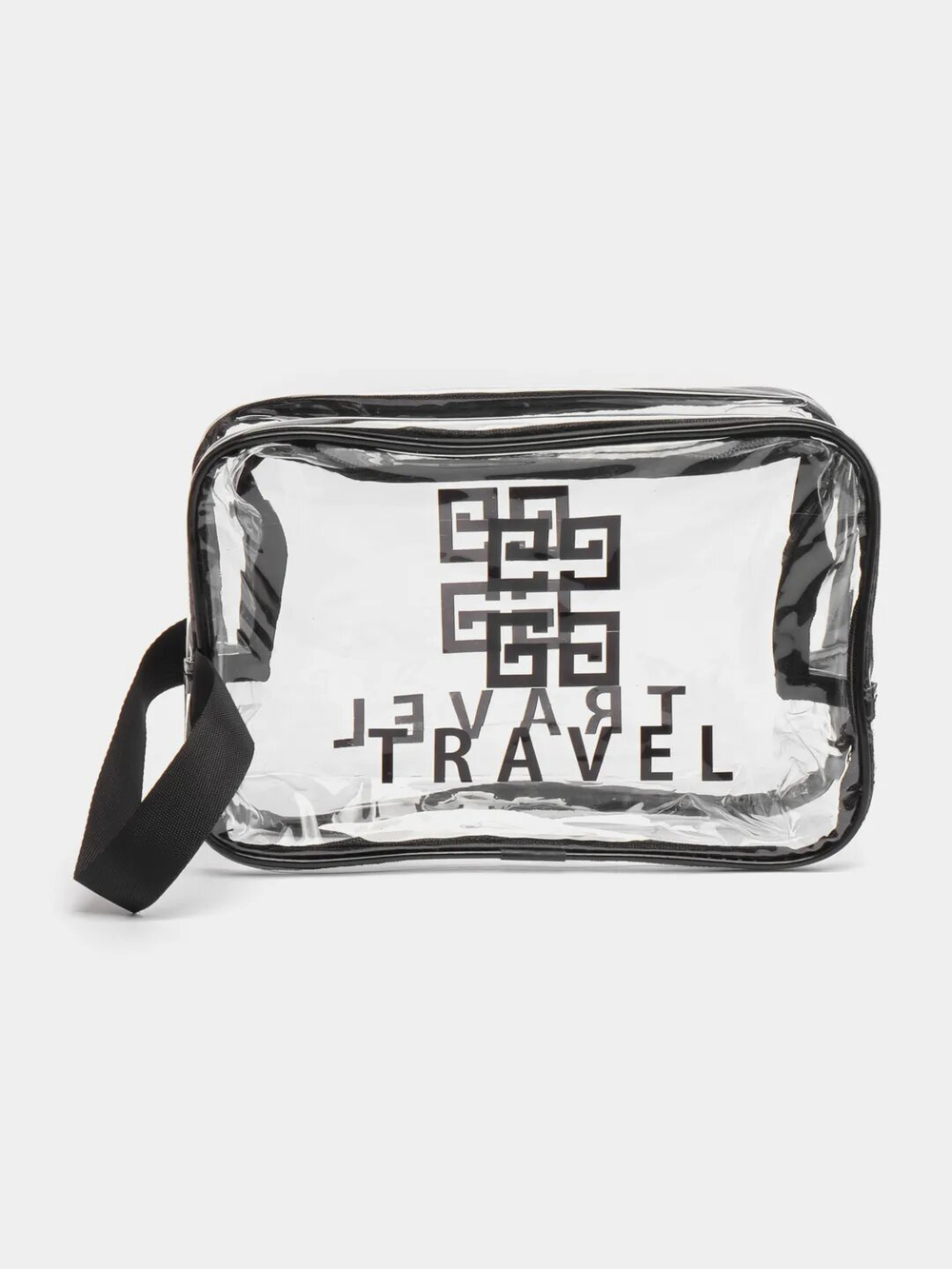 Косметичка водонепроницаемая ПВХ на молнии сумочка с ручкой TRAVEL, прозрачная 25*10*16см