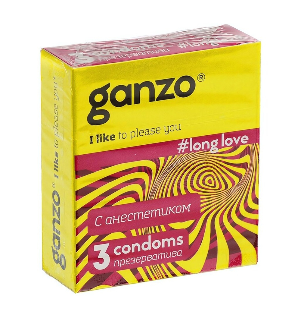 Презервативы GANZO LONG LOVE с анестетиком, 3 шт. (Цвет: прозрачный)