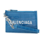 Balenciaga Cow Leather Wallet, Card Holder Unisex Blue