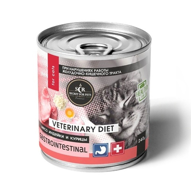 Secret For Pets Veterinary Diet Gastrointestinal Мясо индейки/курицы консервы для кошек 240 г