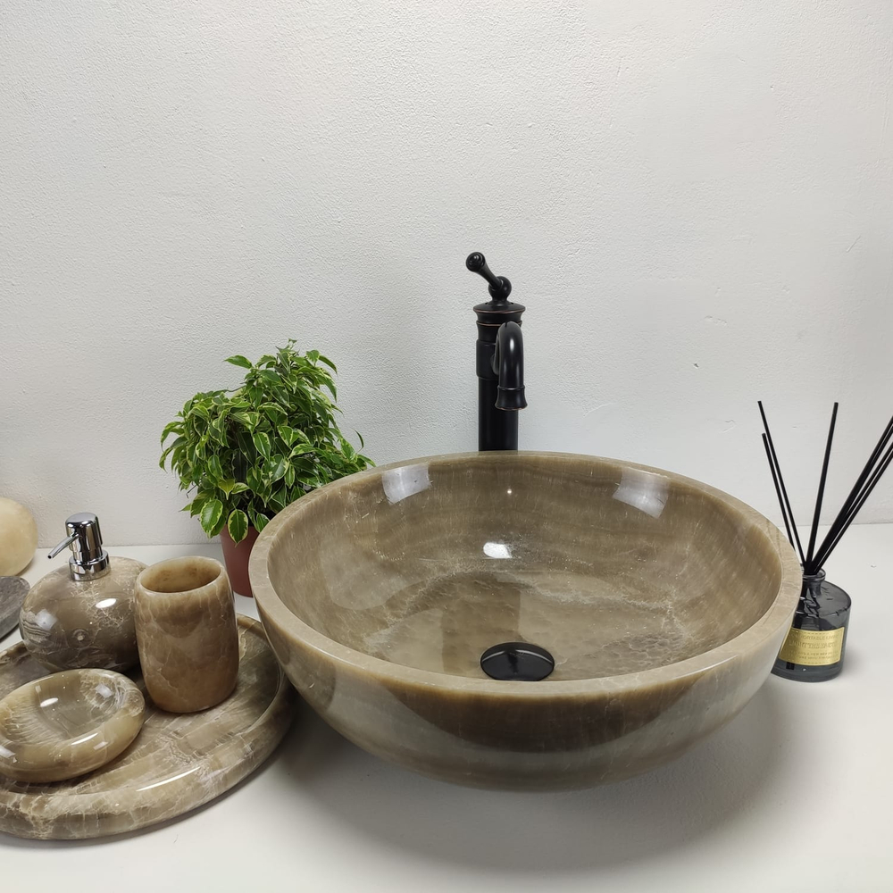 Раковина из оникса Bowl Grey BO-80968 45x45x15 из натурального камня